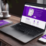 Laptop met website met sterke online merkidentiteit