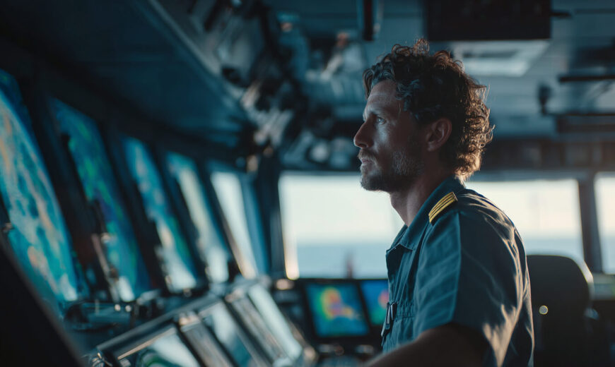 Maritieme simulatie helpt een navigator oefenen met radar en besluitvorming in een realistische brugomgeving