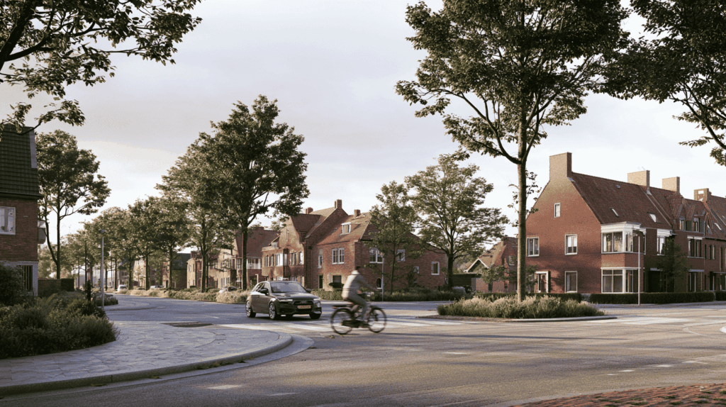 autowacht bij kruispunt op fietser